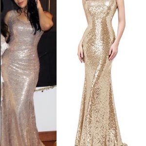 Maxi gold sequin formal dress